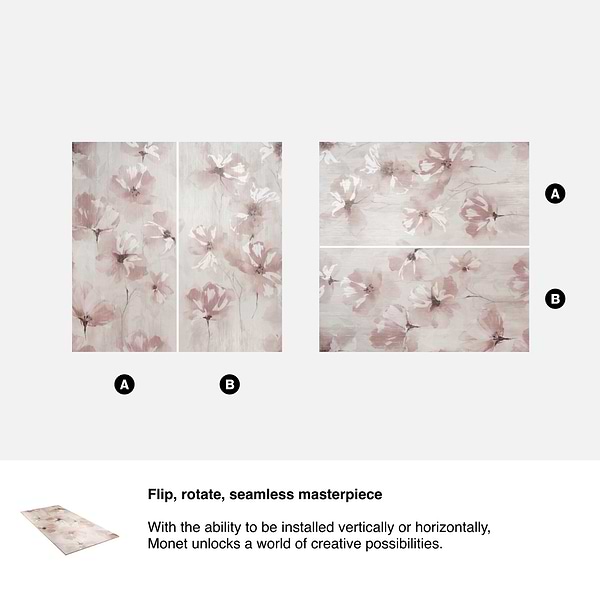 Monet Poetica Pink 24x48 Artisan Decor Porcelain Tile