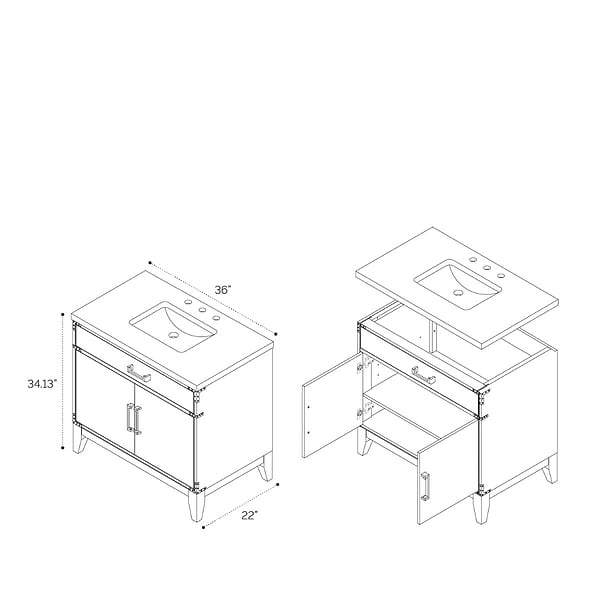 Aiden Gray Oak 36" Single Vanity without Top