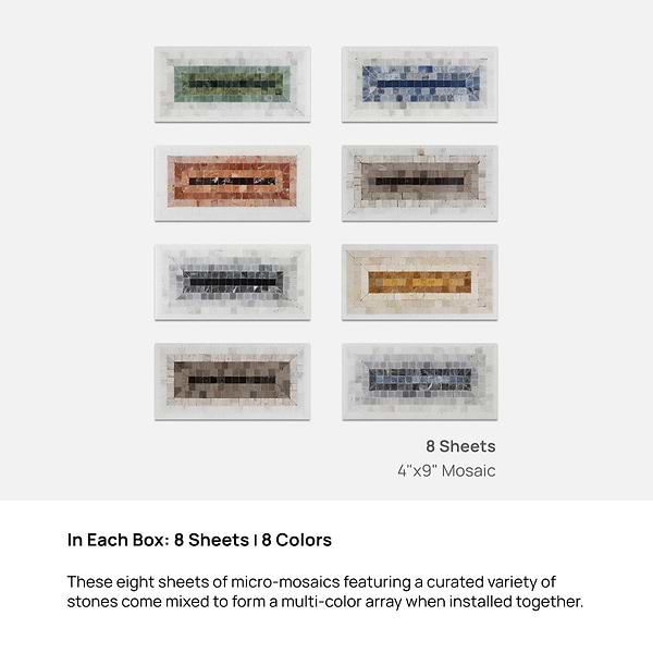 Ako Multicolor Mix 4x9 Rectangle Micro Mosaic Tile