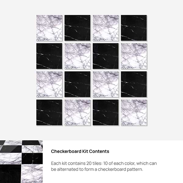Alterno Black Silk and Lilac 12x12 Honed Marble Checkerboard Tile