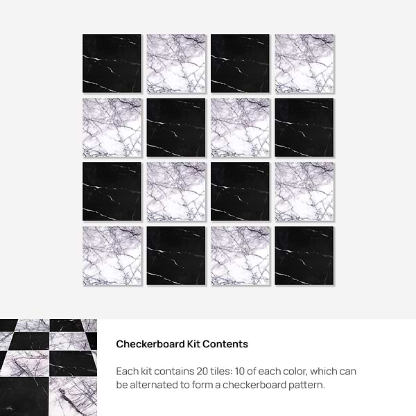 Alterno Black Silk and Lilac 12x12 Polished Marble Checkerboard Tile