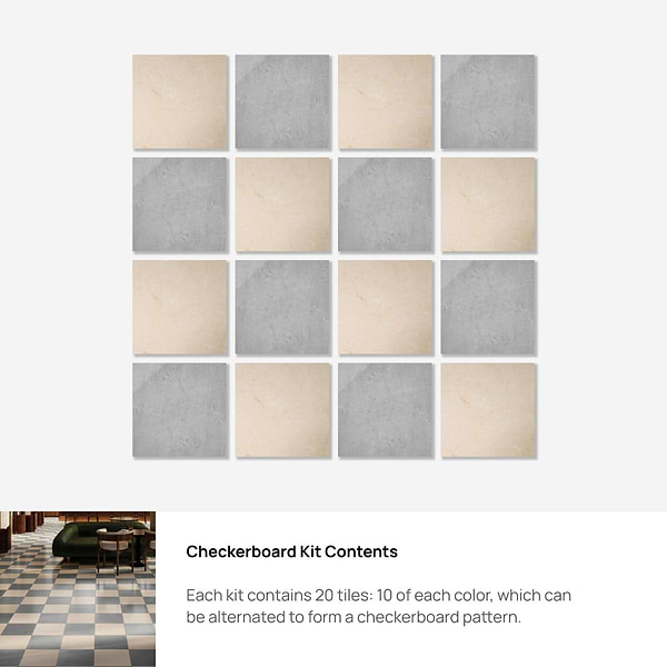 Alterno Earth Gray and Crema Ella Beige 12x12 Polished Marble Checkerboard Tile