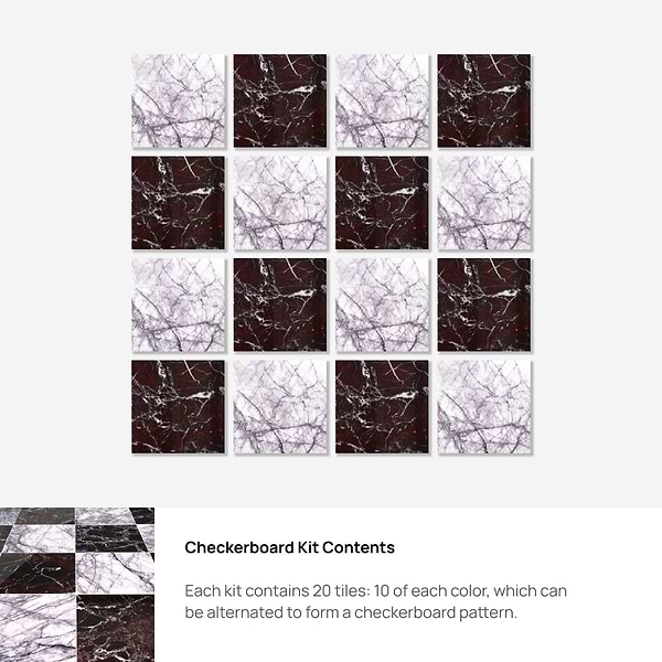 Alterno Lilac and Rosso Levanto Red 12x12 Polished Marble Checkerboard Tile