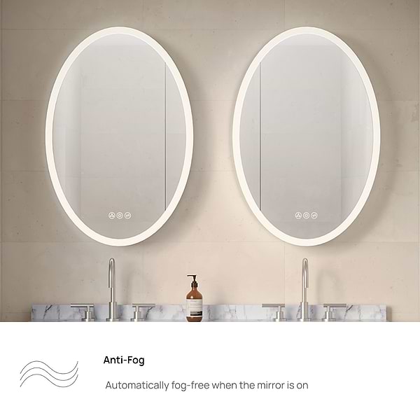 Radium Silver 24x36" Oval Recessed or Wall Mounted Right-Hand LED Medicine Cabinet with Mirror in Silver, View 10, open zoomed image