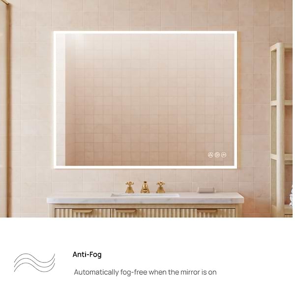 Rige 48x30" Rectangle LED Mirror