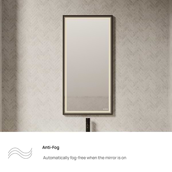 Mage Matte Black 18x36" Framed Rectangle LED Mirror