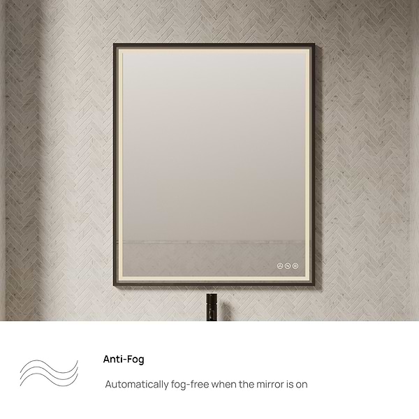 Mage Matte Black 30x36" Framed Rectangle LED Mirror