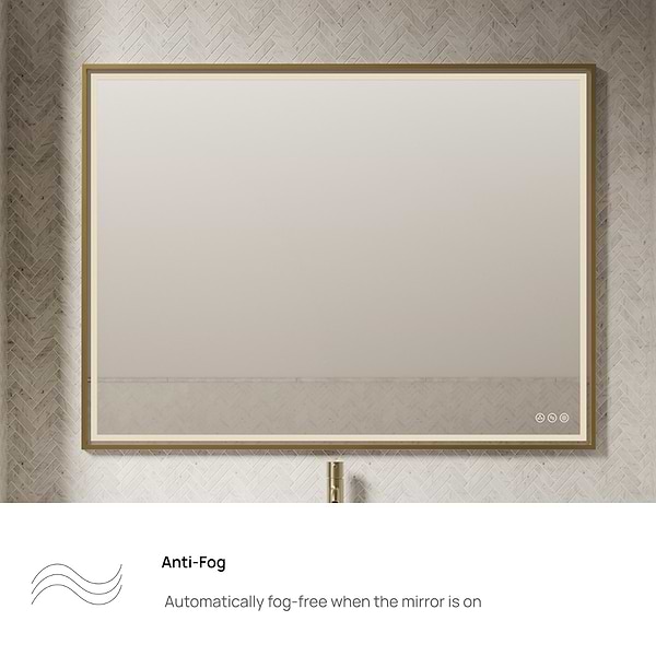 Mage Brushed Gold 48x36" Framed Rectangle LED Mirror