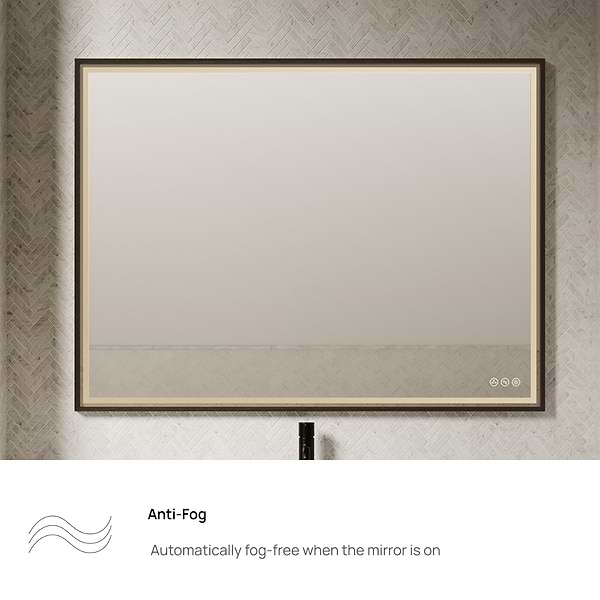 Mage Matte Black 48x36" Framed Rectangle LED Mirror