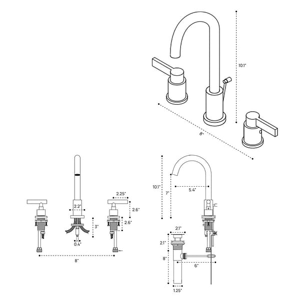 Astoria Brushed Brass 10" Widespread Bathroom Faucet With Pop Up Standard Drain