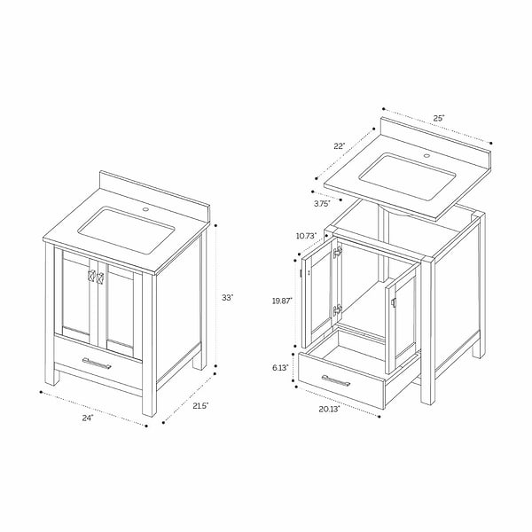 Athena 24'' Gray Vanity And Marble Counter