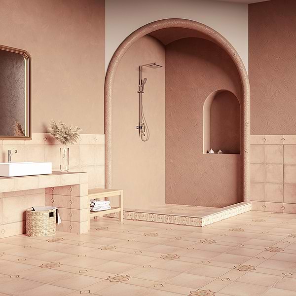 Burgos Terracotta Deco Garden 3x14 Hand Painted Porcelain Border
