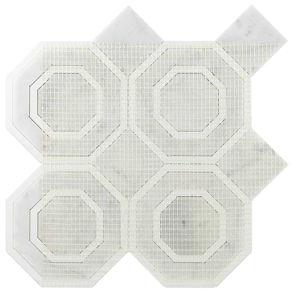Helix Carrara Marble & Glass Tile