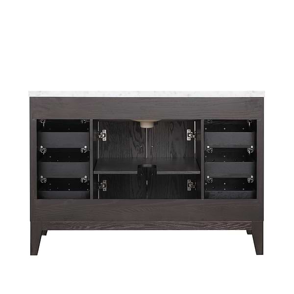 Aiden Black Oak 48" Single Vanity with Carrara Marble Top