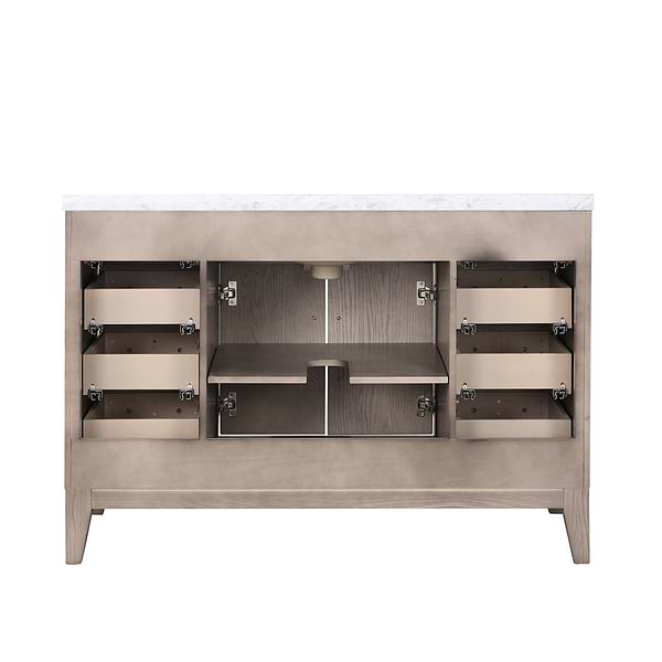Aiden Gray Oak 48" Single Vanity wth Carrara Marble Top