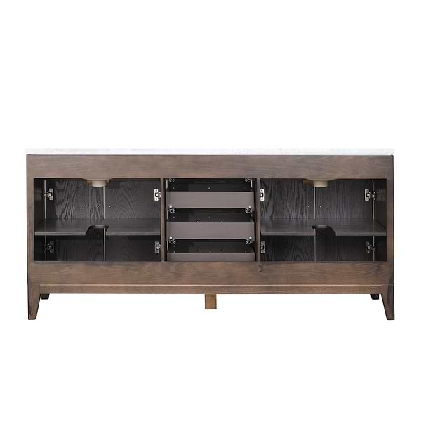 Aiden Brown Oak 72" Double Vanity with Carrara Marble Top