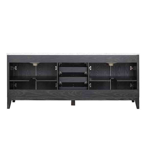 Aiden Black Oak 80" Double Vanity with Carrara Marble Top
