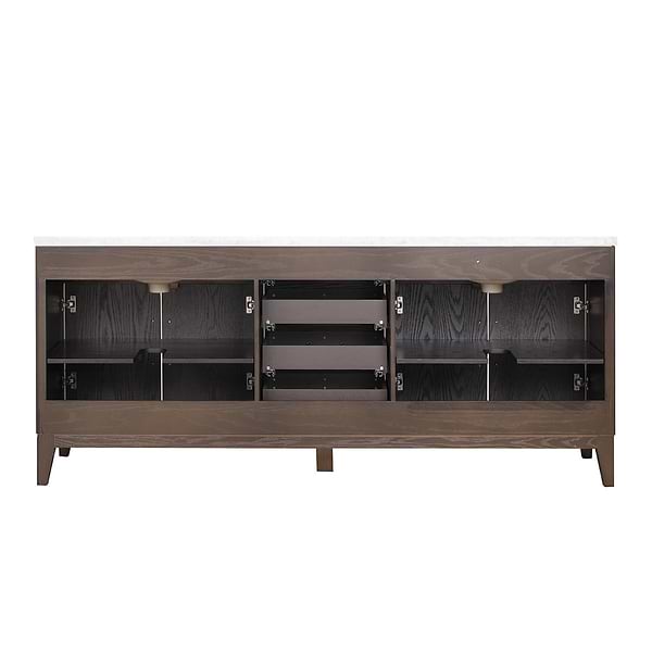 Aiden Brown Oak 80" Double Vanity with Carrara Marble Top