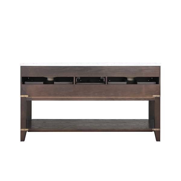 Calico Brown Oak 60" Double Vanity with Carrara Marble Top