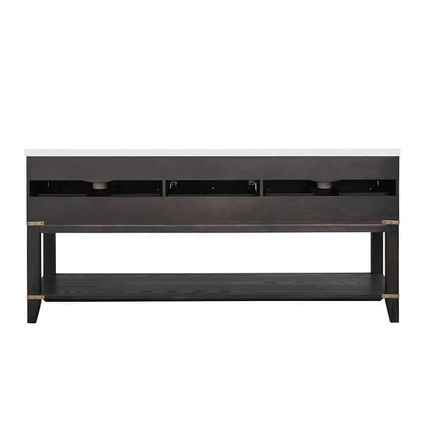 Calico Black Oak 72" Double Vanity with Carrara Marble Top