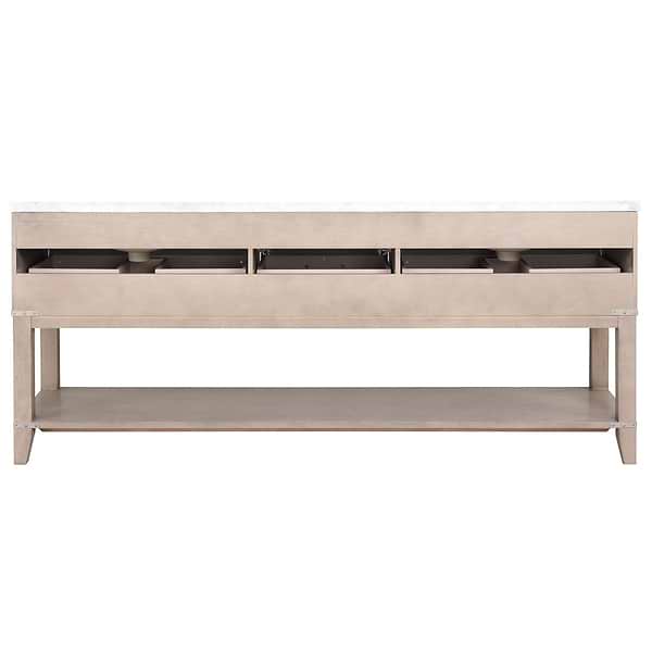 Calico Gray Oak 80" Double Vanity with Carrara Marble Top