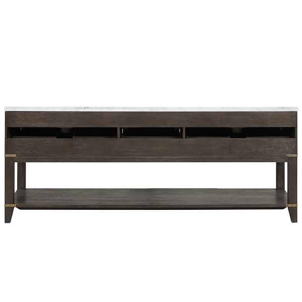 Calico Brown Oak 84" Double Vanity with Carrara Marble Top