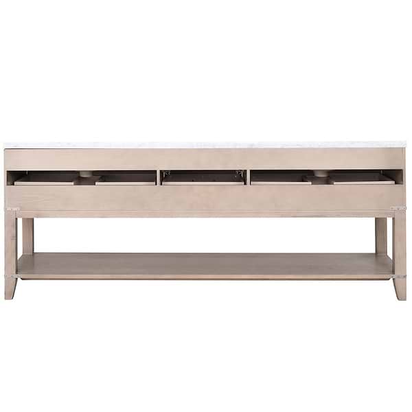 Calico Gray Oak 84" Double Vanity with Carrara Marble Top