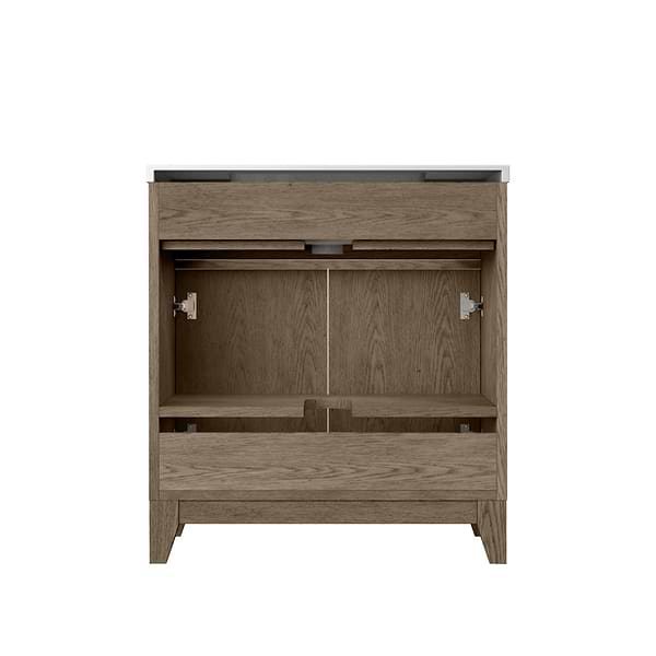 Aiden Gray Oak 30" Single Vanity wth Carrara Marble Top