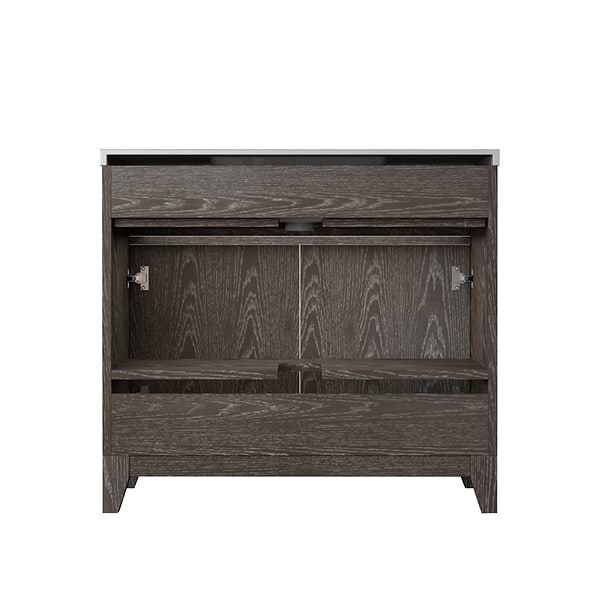 Aiden Brown Oak 36" Single Vanity with Carrara Marble Top