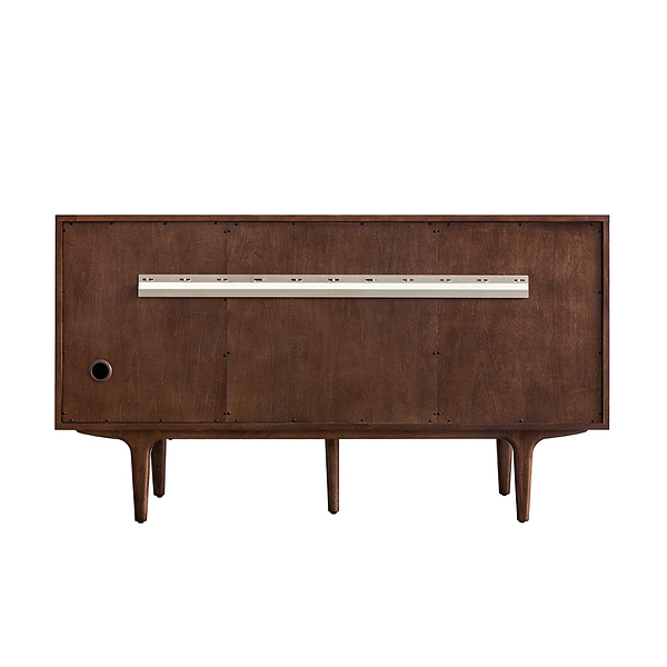 James Martin Vanities Amberly Mid-Century Walnut 60" Double Vanity with Carrara Marble Top