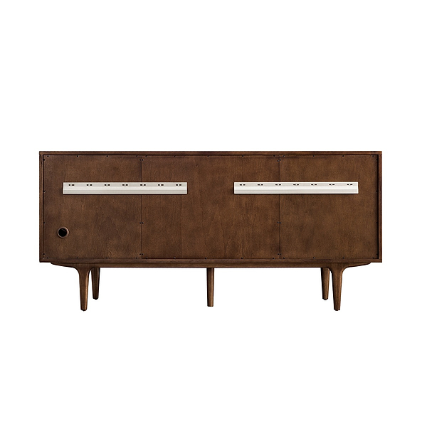 James Martin Vanities Amberly Mid-Century Walnut 72" Double Vanity with Eternal Jasmine Pearl Top