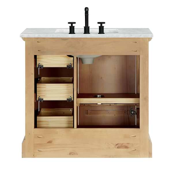 Olivier Blonde Wood 36" Single Vanity with Carrara Marble Top