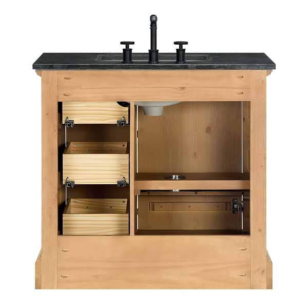 Olivier Blonde Wood 36" Single Vanity with Black Marble Top