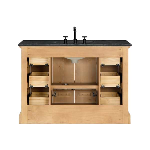 Olivier Blonde Wood 48" Single Vanity with Black Marble Top