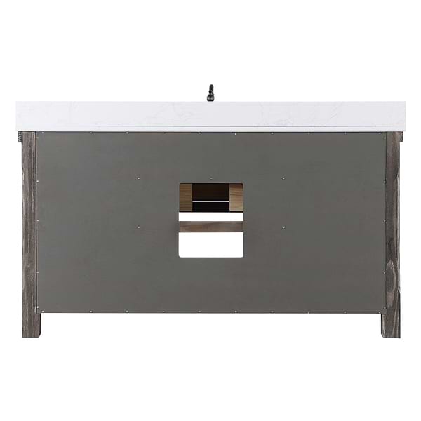 Inwood Gray Oak 60" Single Vanity with White Stone Top and Farmhouse  Sink