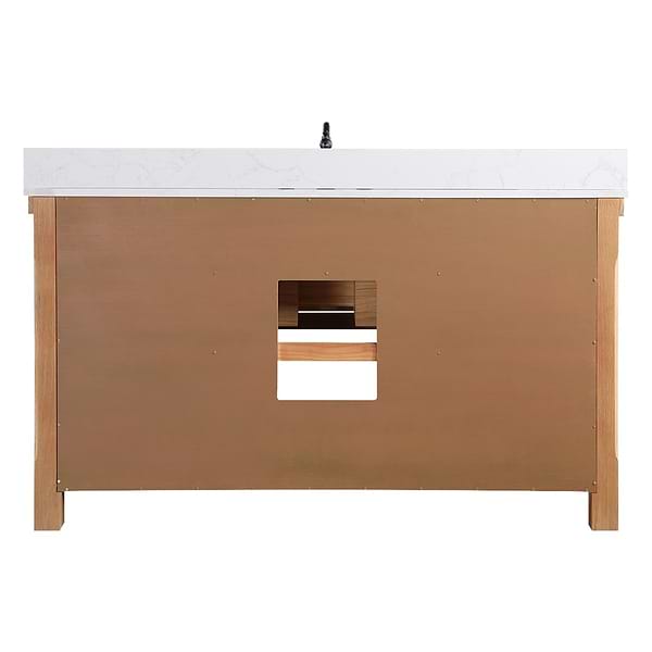 Inwood Blonde Oak 60" Single Vanity with White Stone Top and Farmhouse  Sink