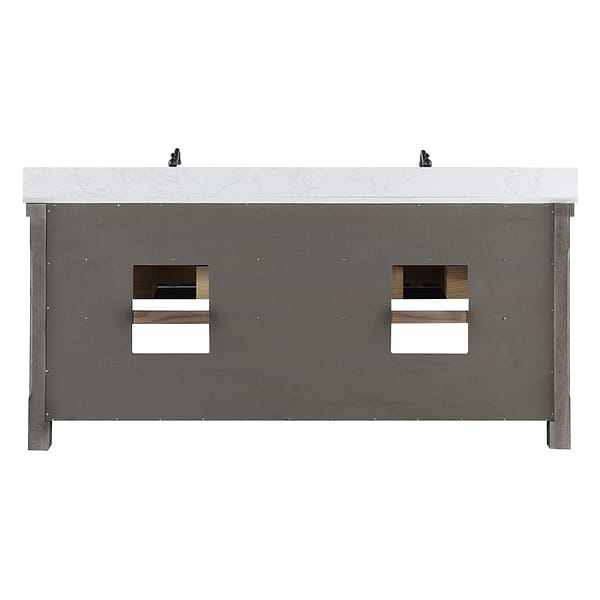 Inwood Gray Oak 72" Double Vanity with White Stone Top and Farmhouse Sink