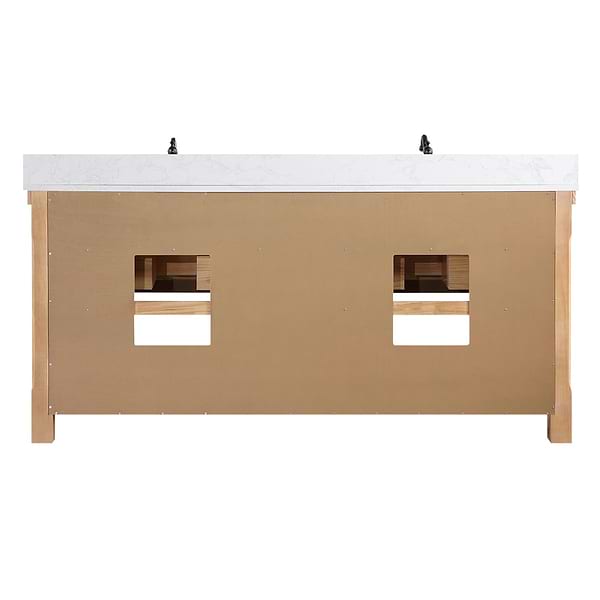 Inwood Blonde Oak 72" Double Vanity with White Stone Top and Farmhouse Sink
