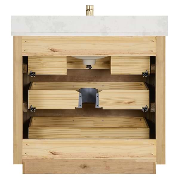 Genora Brown Oak 36" Single Vanity with Pacific White Quartz Top