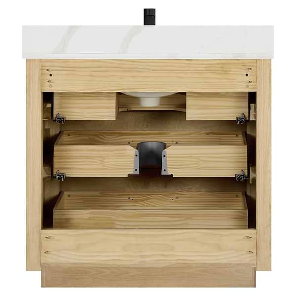 Genora Blonde Oak 36" Single Vanity with Pacific White Quartz Top