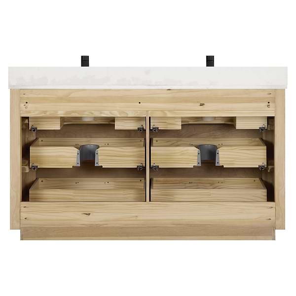 Genora Blonde Oak 60" Double Vanity with Pacific White Quartz Top