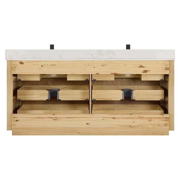 Genora Blonde Oak 72" Double Vanity with Pacific White Quartz Top