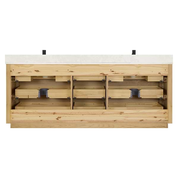Genora Blonde Oak 84" Double Vanity with Pacific White Quartz Top