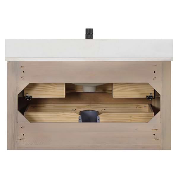 Riven Blonde Oak 36" Sinlge Vanity with Pacific White Quartz Top