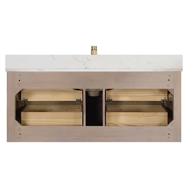 Riven Brown Oak 48" Single Vanity with Pacific White Quartz Top