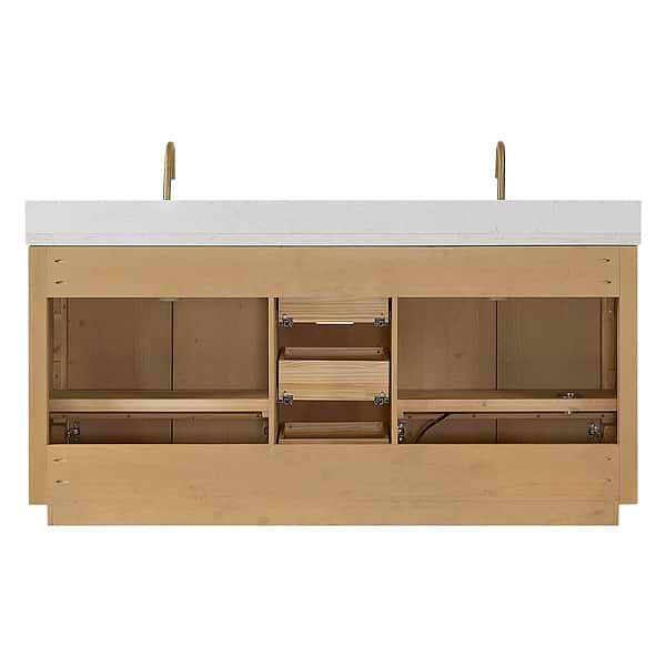 Solara Blonde Oak 72" Double Vanity with Bianco White Stone Top
