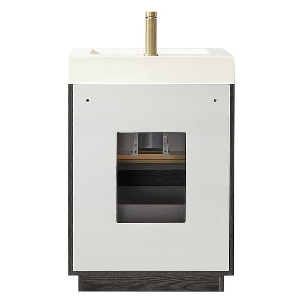Serrano Black Oak 24" Single Freestanding Vanity with White Integrated Top