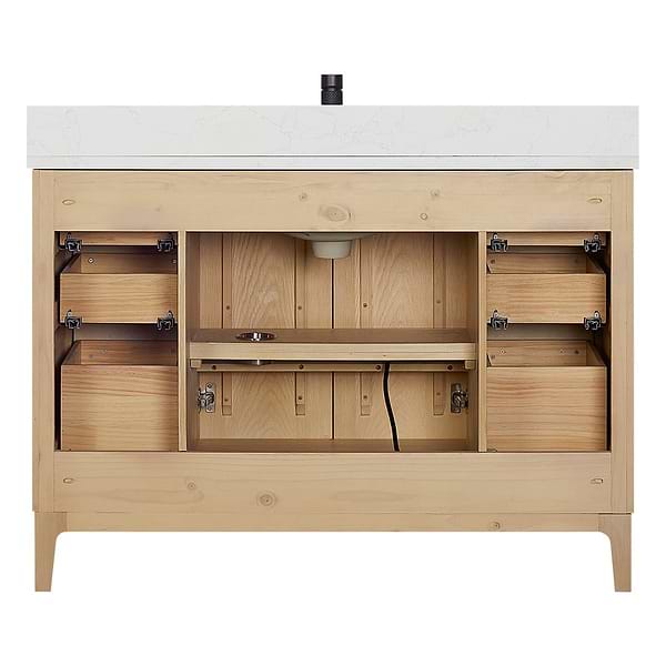 Kaitlin Blonde Oak 48" Single Vanity with White Composite Stone Top