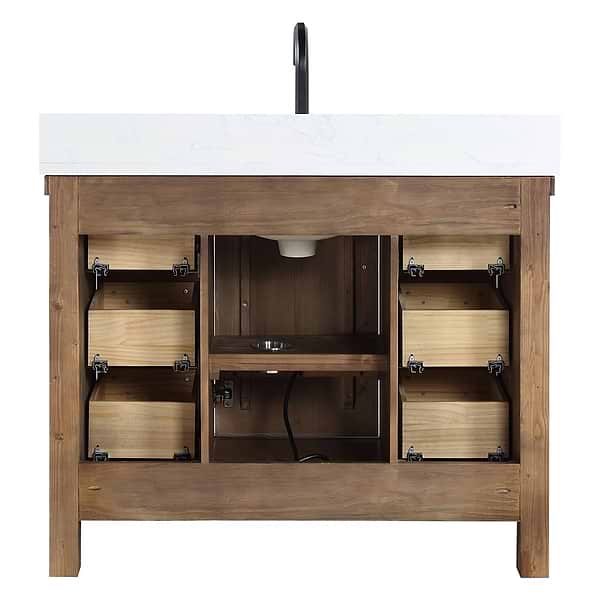 Adeena Brown Oak 42" Single Vanity with Atlantic Stone Top