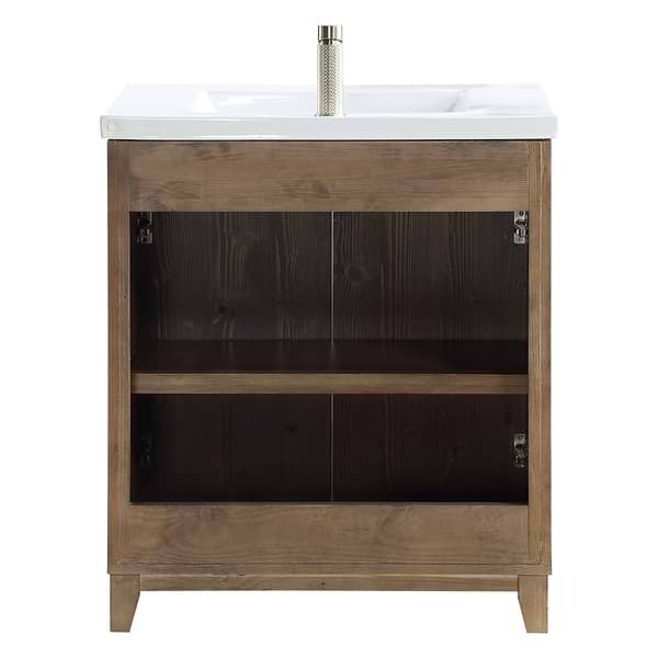 Gess Brown Oak 30" Single Vanity with White Ceramic Basin Top